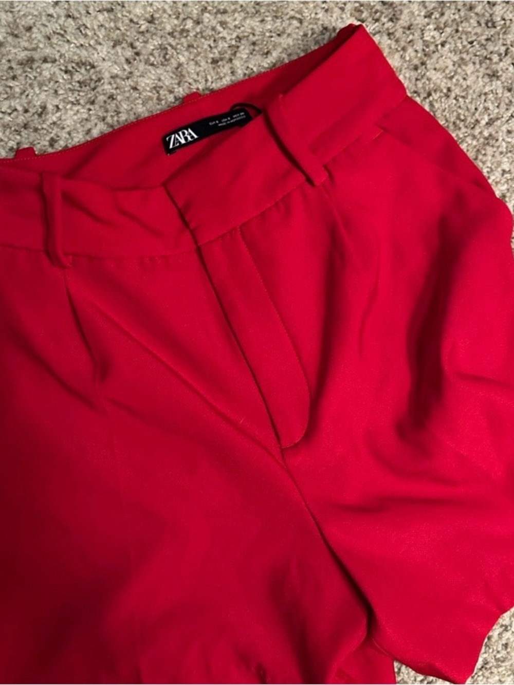 Zara Vibrant Red Tailored High-Waist Shorts